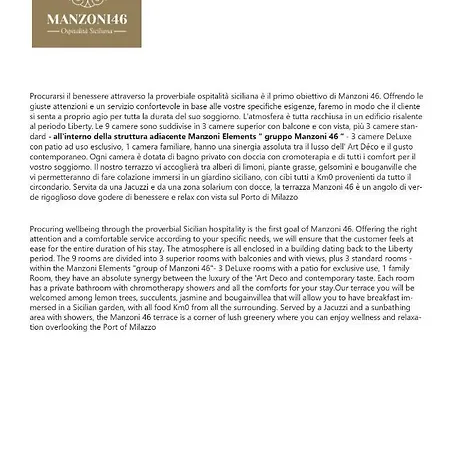 Oda ve Kahvaltı Manzoni 46 - Ospitalita Siciliana Milazzo